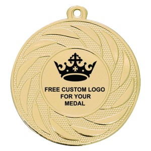 PACK OF 100 BULK BUY 50MM GOLD MEDALS, RIBBON AND CUSTOM LOGO **AMAZING VALUE**